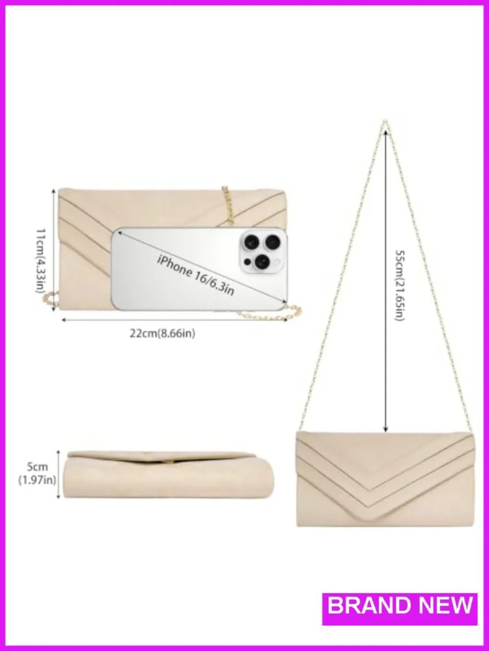 Suede Envelope Clutch Purse with Chain Strap for Evening Parties Weddings